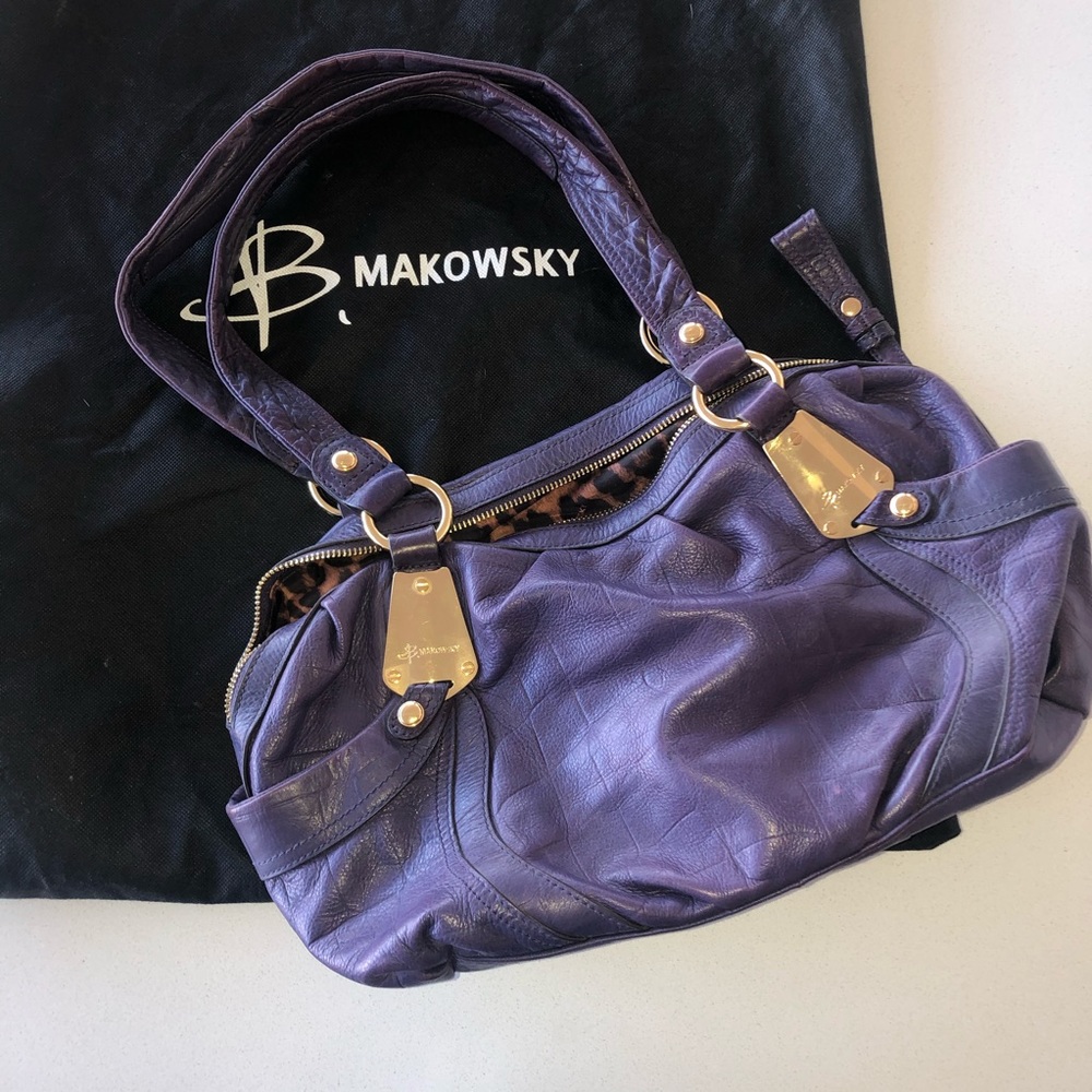**SOLD** B Makowsky Purple Leather Shoulder Bag